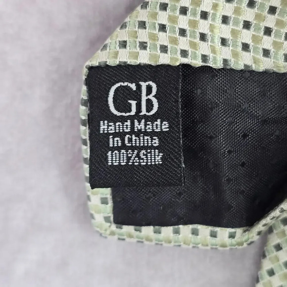 Geoffrey Beene Green Blue Stripe Polka Dot Silk Executive Neck Tie Men's - Picture 5 of 6